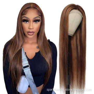 HD Lace Frontal Wig For Black Women,Blonde 613 Lace Front Wigs Vendor,Blonde P4/27 Deep Curly Wave Highlight Human Hair Wig